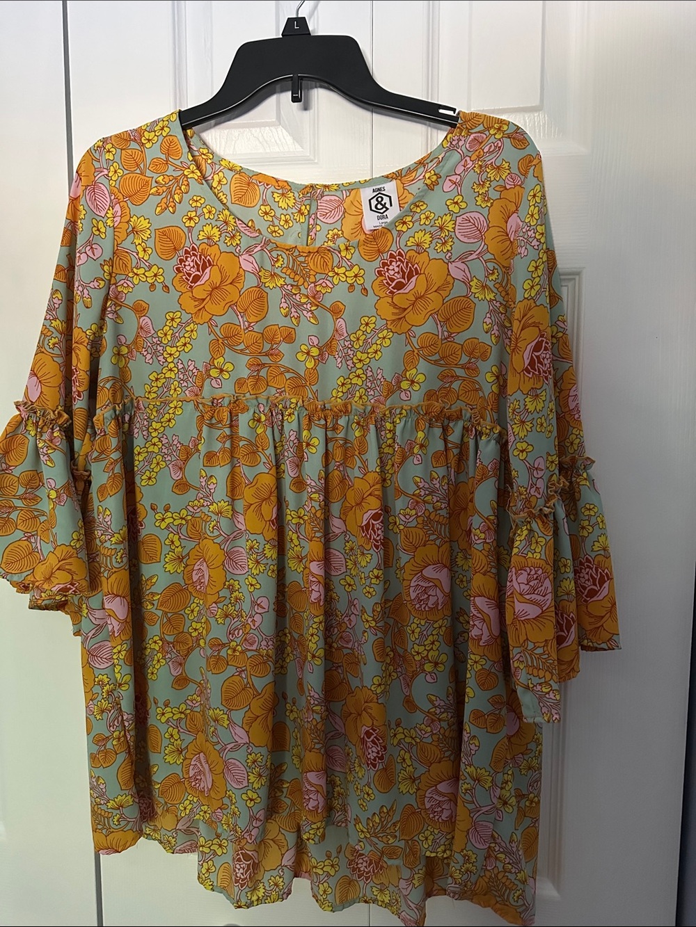 Agnes & Dora Floral Ruffled Peasant Top